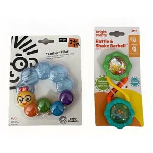 Baby Einstein Teether-Pillar & Bright Starts Rattle & Shake Barbell 3m+ NEW